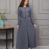 Hooded Belted Hijabi Prada Topcoat 1232 - gray