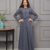 Hooded Belted Hijabi Prada Topcoat 1232 - gray
