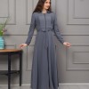 Hooded Belted Hijabi Prada Topcoat 1232 - gray