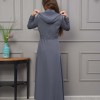 Hooded Belted Hijabi Prada Topcoat 1232 - gray