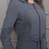 Hooded Belted Hijabi Prada Topcoat 1232 - gray