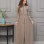 Eleganter brada-Stoff Manto mit Satinfutter und abnehmbarer Kapuze 1232 - Beige