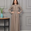 Hooded Belted Hijabi Prada Topcoat 1232 - beige