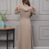 Hooded Belted Hijabi Prada Topcoat 1232 - beige