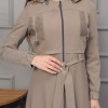 Hooded Belted Hijabi Prada Topcoat 1232 - beige
