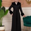 Woolen Winter Coat with Fur Lining - 1360 - Schwarz