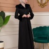 Woolen Winter Coat with Fur Lining - 1360 - Schwarz