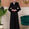 Woolen Winter Coat with Fur Lining - 1360 - Schwarz