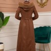 Shaomah Winter Coat with Fur Hood - Code 1361 - brown