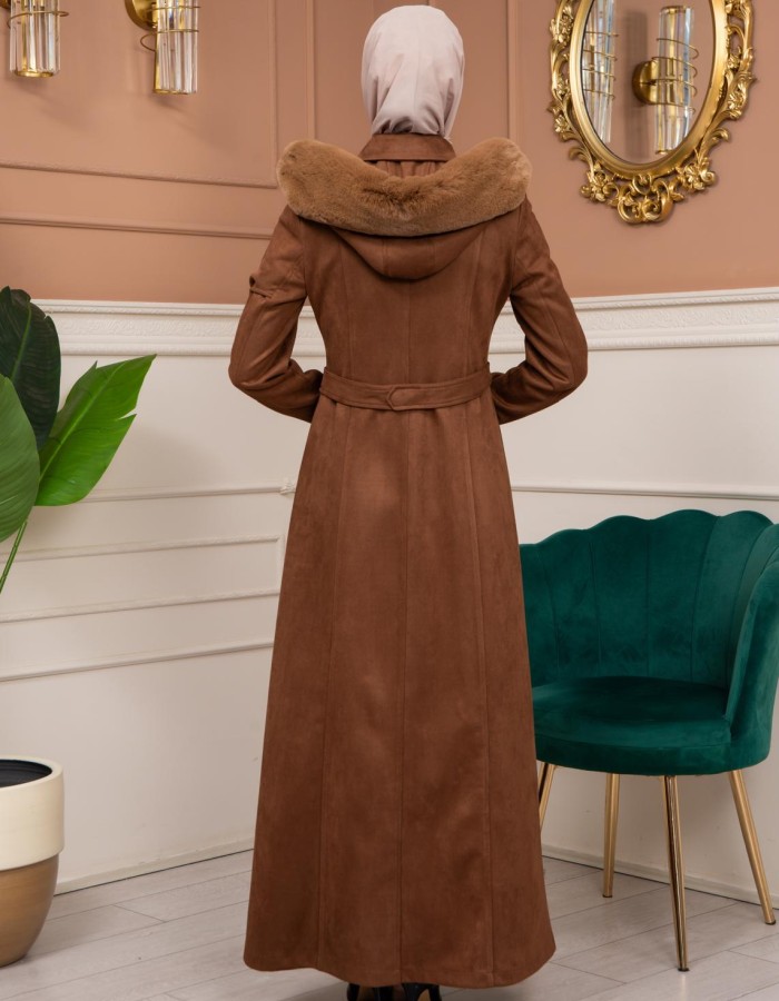 Shaomah Winter Coat with Fur Hood - Code 1361 - brown