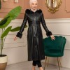 Trench Coat with Treated Leather Code 1365 - Schwarz