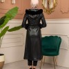 Trench Coat with Treated Leather Code 1365 - Schwarz