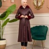 Trench Coat with Treated Leather Code 1365 - burgundy