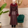 Trench Coat with Treated Leather Code 1365 - burgundy