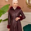 Trench Coat with Treated Leather Code 1365 - burgundy