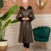 Trench Coat with Treated Leather Code 1365 - Khaki