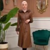 Trench Coat with Treated Leather Code 1365 - Tabak