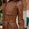 Trench Coat with Treated Leather Code 1365 - Tabak