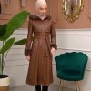 Trench Coat with Treated Leather Code 1365 - Tabak