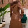 Trench Coat with Treated Leather Code 1365 - Tabak