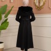 Velvet Suede Trench Coat with Faux Fur Lining, Code 1366 - Schwarz