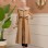 Luxus Wildleder-Trenchcoat mit Kaninchenfell gefüttert 1366 - Beige
