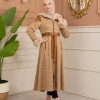 Velvet Suede Trench Coat with Faux Fur Lining, Code 1366 - Beige