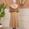 Velvet Suede Trench Coat with Faux Fur Lining, Code 1366 - Beige