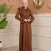 Velvet Suede Trench Coat with Faux Fur Lining, Code 1368 - Braun