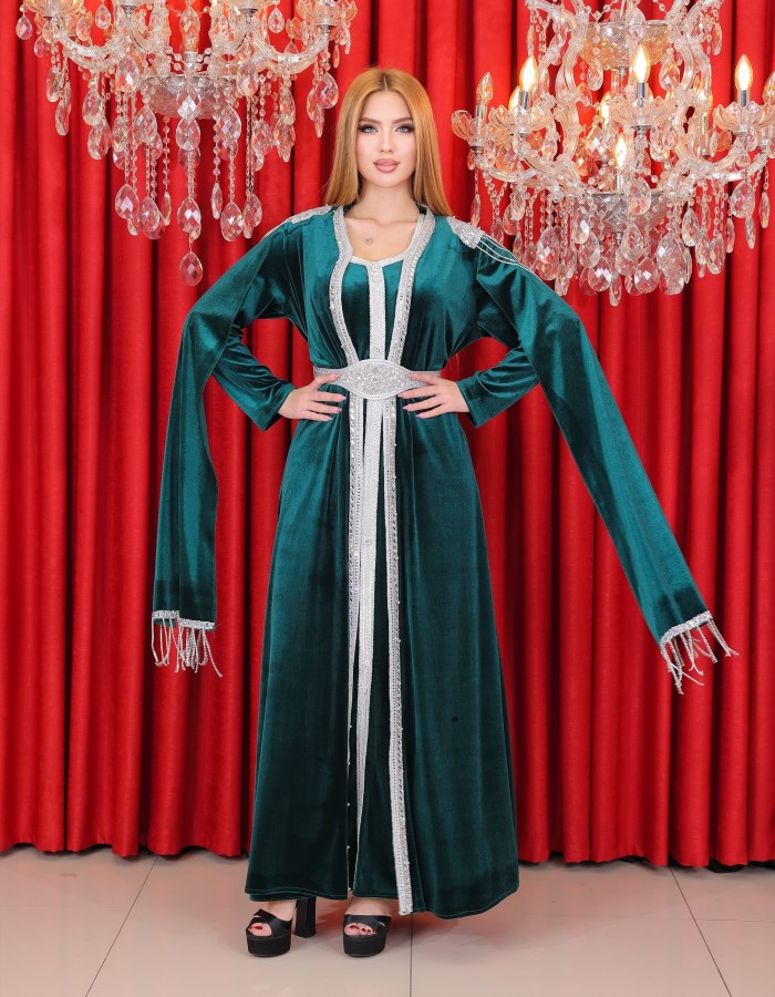 Velvet Kaftan - Code 4121 - khaki