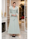 Eleganter Wintermantel aus geripptem Stoff mit Kunstpelz 1392 - Mint