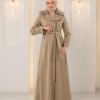 1393 مانطو جوخ ياقة مدورة - beige