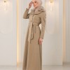1393 مانطو جوخ ياقة مدورة - beige