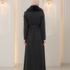 1393 مانطو جوخ ياقة مدورة - Anthracite