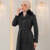 1393 مانطو جوخ ياقة مدورة - Anthracite