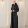 1393 مانطو جوخ ياقة مدورة - Anthracite