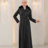 1393 مانطو جوخ ياقة مدورة - Anthracite