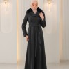 1393 مانطو جوخ ياقة مدورة - Anthracite