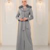 1393 مانطو جوخ ياقة مدورة - Grau
