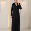 1393 مانطو جوخ ياقة مدورة - Schwarz