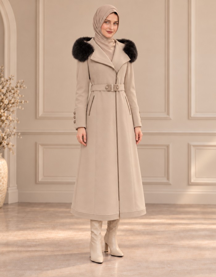 1397 ترانشكوت ميدي جو كبيشون  - Beige