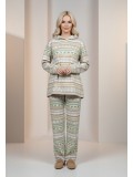 Women's Winter Warm Felt Fleece Hooded Pajama Set 1028 - mint