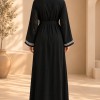 742  عباية تطريز كامل - gray