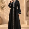 742  عباية تطريز كامل - gray