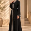 742  عباية تطريز كامل - gray