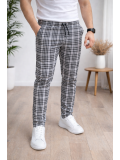 Men's Plaid Slim Fit Drawstring Trousers 2004 - gray