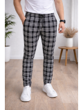 Men's Plaid Slim Fit Drawstring Trousers 2004 - black