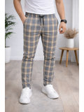Men's Plaid Slim Fit Drawstring Trousers 2009 - tan
