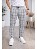 Men's Plaid Slim Fit Drawstring Trousers 2009 - gray