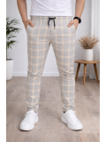 Men's Plaid Slim Fit Drawstring Trousers 2009 - white
